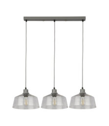Lighting Collection Freetown Clear Glass & Grey 3 Light Bar Pendant - thumbnail 4