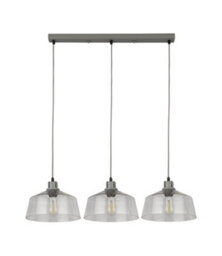 Lighting Collection Freetown Clear Glass & Grey 3 Light Bar Pendant - thumbnail 2