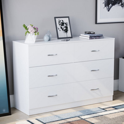 Lassic Vida Designs Riano White 6 Drawer Chest (H)800mm (W)1100mm (D)400mm - image 1