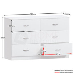 Lassic Vida Designs Riano White 6 Drawer Chest (H)800mm (W)1100mm (D)400mm - thumbnail 2