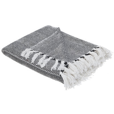 Beliani Blanket Tangier Cotton 130 X 160 Cm Black - image 1