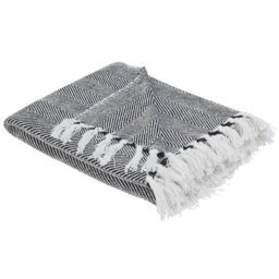 Beliani Blanket Tangier Cotton 130 X 160 Cm Black