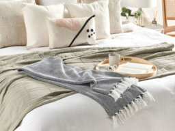 Beliani Blanket Tangier Cotton 130 X 160 Cm Black - thumbnail 2
