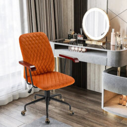 Costway Velvet Adjustable Swivel Chair Mid-Back For Home Office Computer Leisure Chair - thumbnail 9