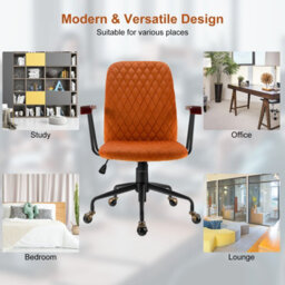 Costway Velvet Adjustable Swivel Chair Mid-Back For Home Office Computer Leisure Chair - thumbnail 3