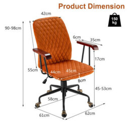 Costway Velvet Adjustable Swivel Chair Mid-Back For Home Office Computer Leisure Chair - thumbnail 2