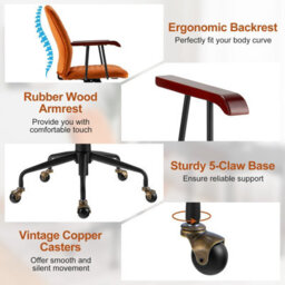 Costway Velvet Adjustable Swivel Chair Mid-Back For Home Office Computer Leisure Chair - thumbnail 6