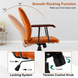 Costway Velvet Adjustable Swivel Chair Mid-Back For Home Office Computer Leisure Chair - thumbnail 5