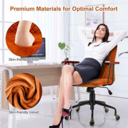 Costway Velvet Adjustable Swivel Chair Mid-Back For Home Office Computer Leisure Chair - thumbnail 4