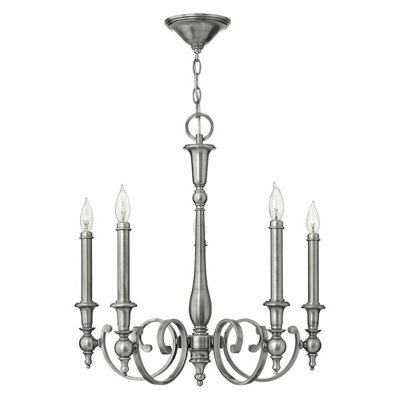 Elegant 5 Bulb Antique Nickel Chandelier Pendant Light With Led E14 Bulbs