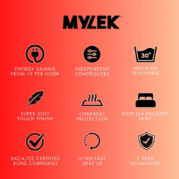 Mylek Electric Blanket Super King Size Fully Heated Mattress Cover Underblanket With Elasticated Skirt - thumbnail 8
