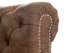 Faux Leather Suede Brown 1 Seater Chesterfield Sofa With Wooden Feet Camden - thumbnail 6