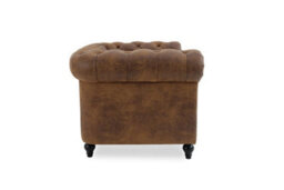 Faux Leather Suede Brown 1 Seater Chesterfield Sofa With Wooden Feet Camden - thumbnail 4