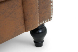 Faux Leather Suede Brown 1 Seater Chesterfield Sofa With Wooden Feet Camden - thumbnail 7