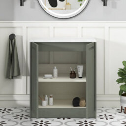 Royal Bathrooms Royal Bathroom Elmore 700mm Matt Green Freestanding Countertop Bathroom Vanity Unit 2 Door With Qubix Basin - thumbnail 6