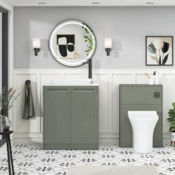 Royal Bathrooms Royal Bathroom Elmore 700mm Matt Green Freestanding Countertop Bathroom Vanity Unit 2 Door With Qubix Basin - thumbnail 5