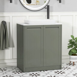 Royal Bathrooms Royal Bathroom Elmore 700mm Matt Green Freestanding Countertop Bathroom Vanity Unit 2 Door With Qubix Basin - thumbnail 1