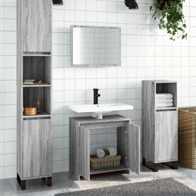 Berkfield 2 Piece Bathroom Furniture Set Grey Sonoma Engineered Wood - image 1