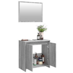 Berkfield 2 Piece Bathroom Furniture Set Grey Sonoma Engineered Wood - thumbnail 4