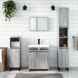 Berkfield 2 Piece Bathroom Furniture Set Grey Sonoma Engineered Wood - thumbnail 3