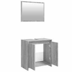 Berkfield 2 Piece Bathroom Furniture Set Grey Sonoma Engineered Wood - thumbnail 8