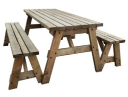 Arbor Garden Solutions Victoria Wooden Picnic Bench And Table Set, Outdoor Dining Set (8Ft, Rustic Brown) - thumbnail 4