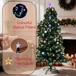 Shatchi 4Ft/120Cm Baubles And Stars Fibre Optic Christmas Tree Led Pre-Lit - thumbnail 7