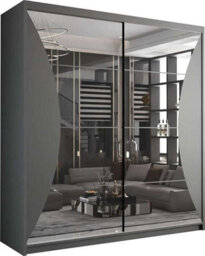 Sliding Wardrobes 4 u LTD Modern Sliding Wardrobe With Led Light - Full-Length Mirror Enhanced Storage Grey 150Cm/(203Cm) - thumbnail 2