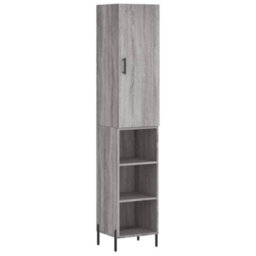 Berkfield Highboard Grey Sonoma 34.5X34X180 Cm Engineered Wood - thumbnail 2