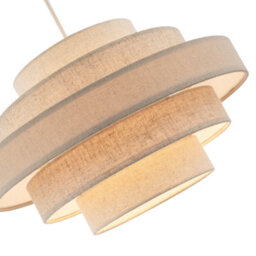 Happy Homewares Five Tier Pendant Lighting Shade With Natural Oatmeal And Beige Linen - thumbnail 3