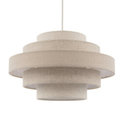 Happy Homewares Five Tier Pendant Lighting Shade With Natural Oatmeal And Beige Linen - thumbnail 2