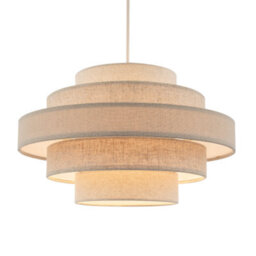 Happy Homewares Five Tier Pendant Lighting Shade With Natural Oatmeal And Beige Linen