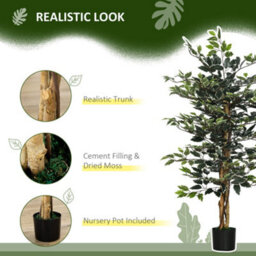 Homcom Artificial Ficus Tree With Lifelike Leaves And Natural Trunks Green - thumbnail 5