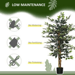 Homcom Artificial Ficus Tree With Lifelike Leaves And Natural Trunks Green - thumbnail 6