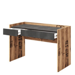 Arte Modern Fargo Computer Desk With Drawers In Raw Steel & Canyon Alpine Spruce W1200mm X H800mm X D550mm - Ideal For Study And Work - thumbnail 2