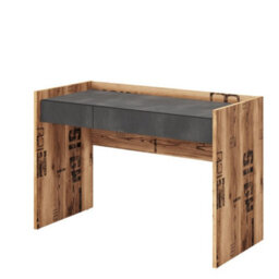 Arte Modern Fargo Computer Desk With Drawers In Raw Steel & Canyon Alpine Spruce W1200mm X H800mm X D550mm - Ideal For Study And Work