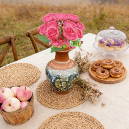 2 Artificial Silk Flower Bouquets, Fake Fabric Rose Flowers For Wedding Party, Centerpiece Decoration, Home (Morado Rosa Intenso) - thumbnail 5