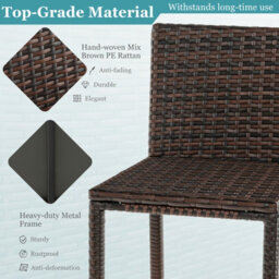 Costway 3 Piece Patio Wicker Garden Bar Set Rattan Bar Height Table Chair Set W/ Stemware Racks - thumbnail 5