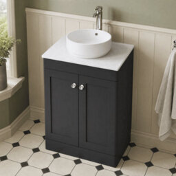 Balterley Swynnerton Traditional 2 Door Floor Standing Vanity Unit With Marble Top, 600mm - thumbnail 3