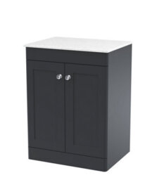 Balterley Swynnerton Traditional 2 Door Floor Standing Vanity Unit With Marble Top, 600mm - thumbnail 1