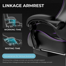 Gtplayer Gaming Chair, Massage Computer Chairs With Footrest For Adults, Ergonomic High Back Height Adjustable Chair, Purple - thumbnail 7
