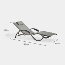 Vonhaus Folding Sunlounger Set Of 2, Weather Resistant Textilene Garden Sun Lounger, Padded Headrest & Curved Powder Coated Frame - thumbnail 5