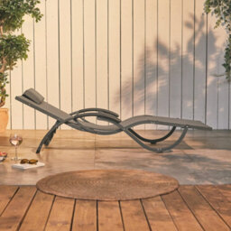 Vonhaus Folding Sunlounger Set Of 2, Weather Resistant Textilene Garden Sun Lounger, Padded Headrest & Curved Powder Coated Frame - thumbnail 3