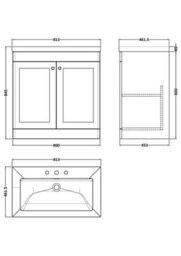 Balterley Swynnerton Traditional 2 Door Floor Standing Vanity Unit With Fireclay Basin, Satin White, 800mm - thumbnail 2