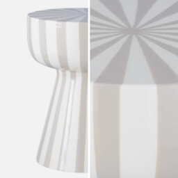 Sweeek - Side Table Coffee Table Bedside Table Enamelled Steel Two-Tone Stripes Beige Grey 34X34X41 Cm - Ziggy - thumbnail 2