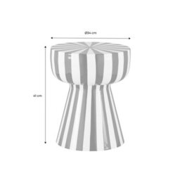 Sweeek - Side Table Coffee Table Bedside Table Enamelled Steel Two-Tone Stripes Beige Grey 34X34X41 Cm - Ziggy - thumbnail 4