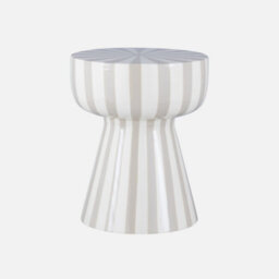Sweeek - Side Table Coffee Table Bedside Table Enamelled Steel Two-Tone Stripes Beige Grey 34X34X41 Cm - Ziggy - thumbnail 1