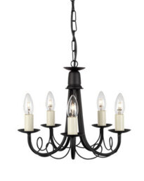 Elegant 5 Bulb Black And Gold Chandelier Pendant Light With E14 Led Bulbs