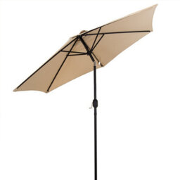 Charles Bentley 2.7M Garden Metal Patio Umbrella Parasol With Crank & Tilt Beige - thumbnail 2