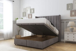 "Sloomy Falcon Slate Naples Ottoman Bed Base With 54"" Wingback Headboard 4'6 Double" - thumbnail 2